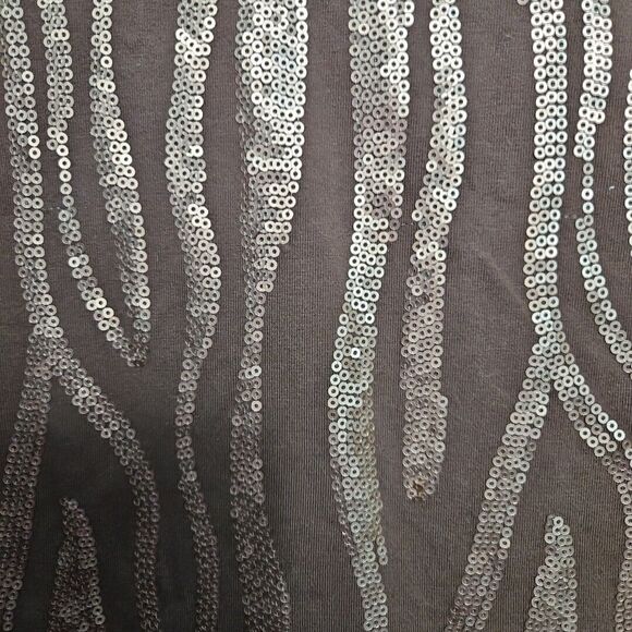 Quacker Factory size small top Brown 3/4 sleeve cotton blend sparkle embellished - Picture 3 of 10